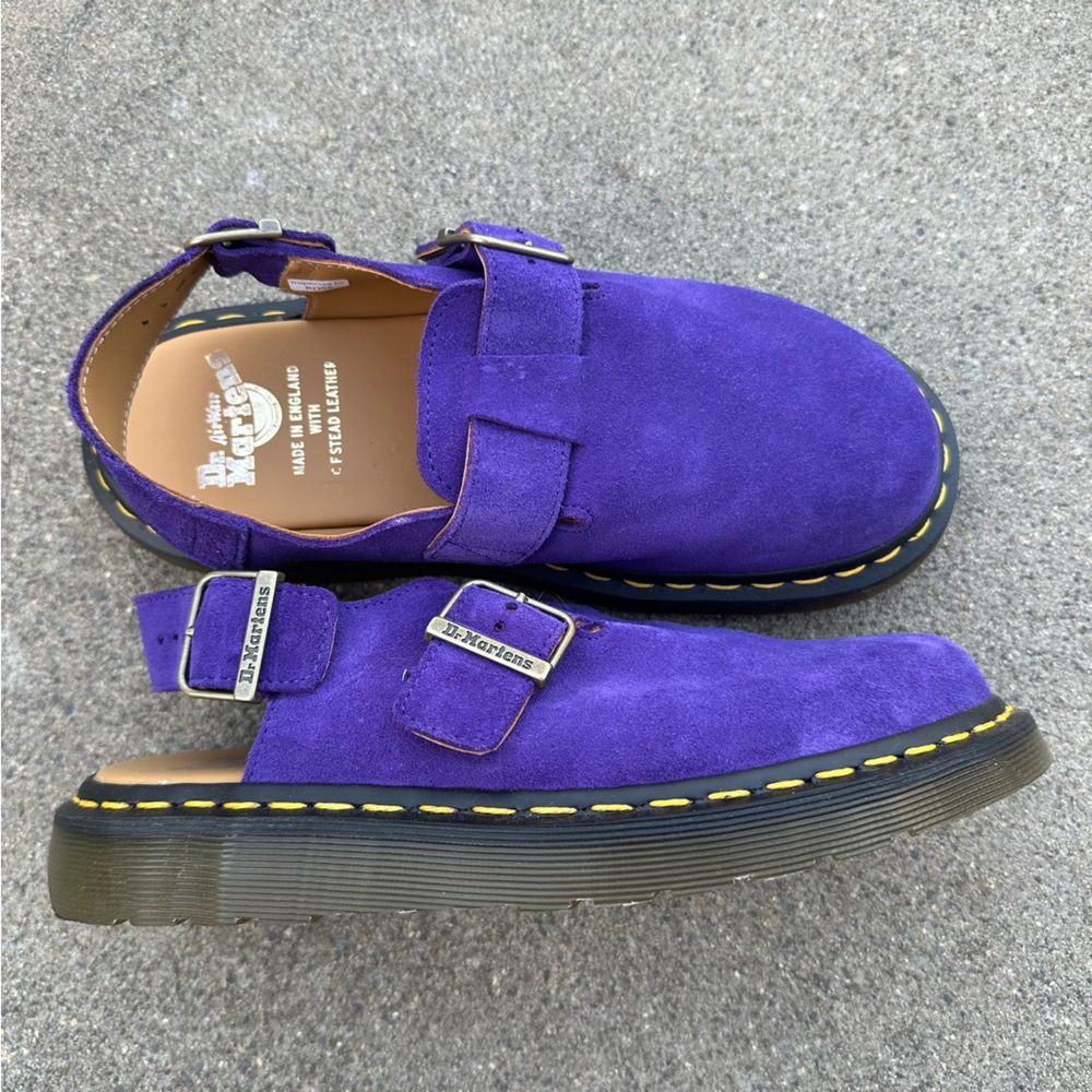 Dr. Martens Vibrant Purple Suede Buckle Shoes